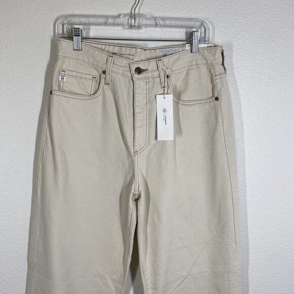 AG Kora Jeans Womens 29 High Rise Wide Leg Cream Denim Pants Cotton Casual - Picture 2 of 12